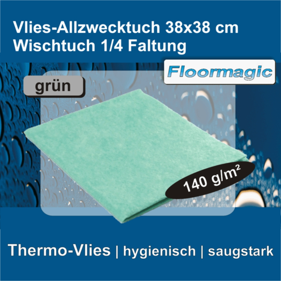 Vlies-Allzwecktuch grn Wischtuch 38 x 38 cm, 1/4 Faltung I Floormagic