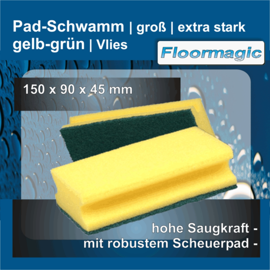 Pad-Schwamm gro Vlies extra stark 150 x 90 x 45 mm gelb/grn I Floormagic