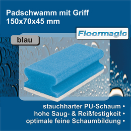 Padschwamm mit Griff blau/weiß extra 150 x 70 x 45 mm I Floormagic