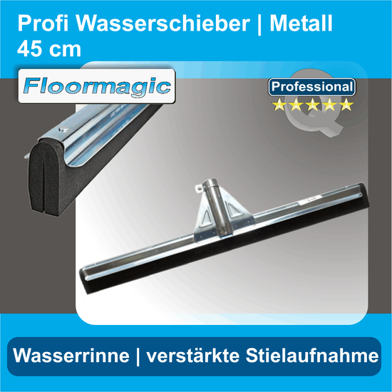 Profi Wasserschieber 45 cm Metall mit Wasserrinne I Floormagic