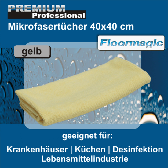 Mikrofasertücher PREMIUM Professional 40x40cm in gelb I Floormagic