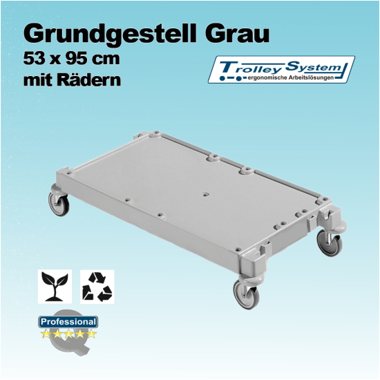 Grundgestell 53 x 95 cm grau mit Räder Trolley-System