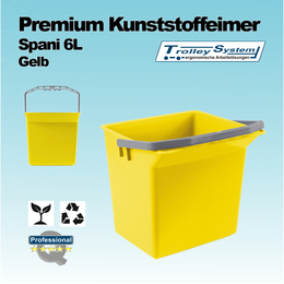Premium Kunststoffeimer Spani 6l in gelb I Trolley-System