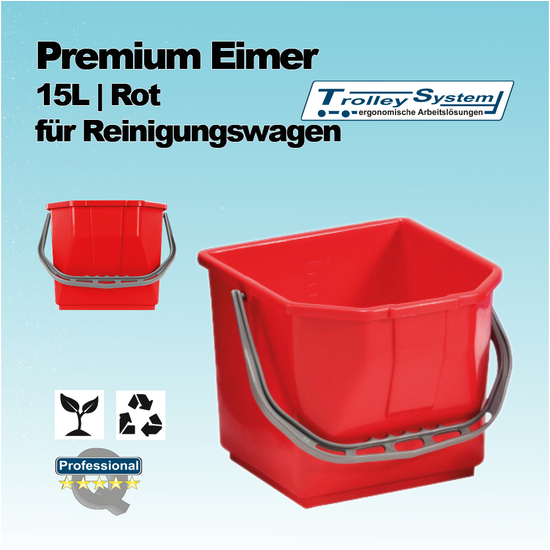 Premium Eimer 15 Liter rot passend fr Reinigungswagen I Trolley-System
