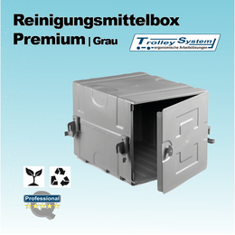 Premium Reinigungsmittelbox in grau I Trolley-System