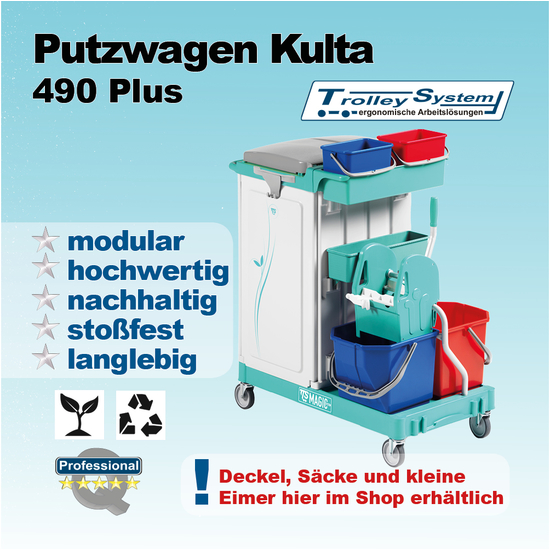 Putzwagen Kulta 490 Plus aus hochwertigen Kunststoff I Trolley-System