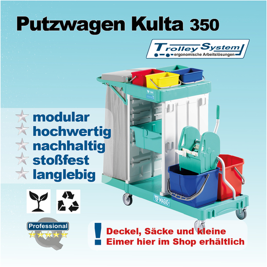 Putzwagen Kulta 350 aus hochwertigen Kunststoff I Trolley-System