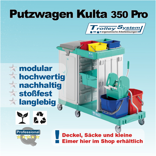 Putzwagen Kulta 350 Pro aus hochwertigen Kunststoff I Trolley-System