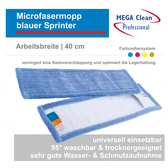 Microfasermopps blauer Sprinter 40 cm I Mega Clean