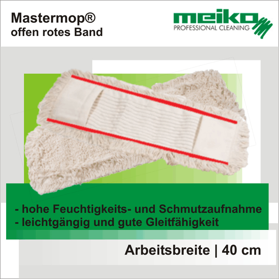 Mastermop offen rotes Band Wischmops 40 cm I Meiko Textil