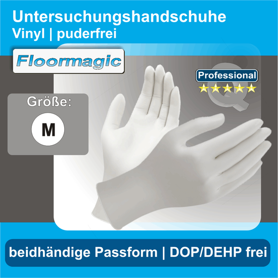Floormagic Vinyl-Untersuchungshandschuhe Größe M puderfrei
