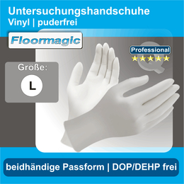 Floormagic Vinyl-Untersuchungshandschuhe, Größe L puderfrei