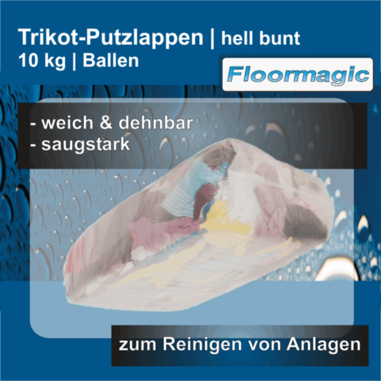 Putzlappen Trikot-Putzlappen, 10 kg Ballen hell bunt I Floormagic