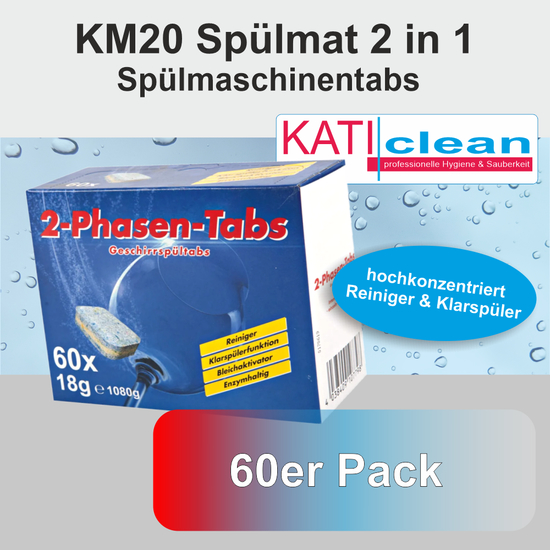 KM20 Splmat Tabs 2 in 1 hochkonzentrierte 60 Splmaschinentabs I katiclean