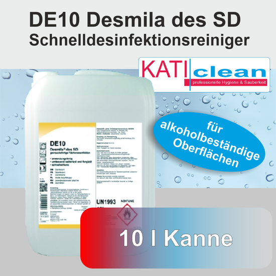 DE10 Desmila des SD Schnelldesinfektionsreiniger fr alkoholbestndige Oberflchen 10l I Floormagic