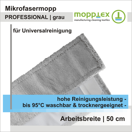 Mikrofaser Mopps PROFESSIONAL grau 50 cm I Mopptex