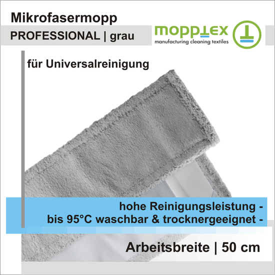 Mopptex Mikrofaser Mopps PROFESSIONAL grau 50 cm I 50 Stück