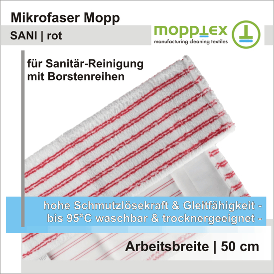 Mopptex Mikrofaser Mop SANI rot 50 cm I 50 Stück