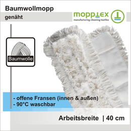 Baumwollmopp genäht innen u. aussen offen 40 cm I Mopptex