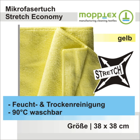 Mikrofasertuch Stretch Economy gelb 38x38 cm I Mopptex