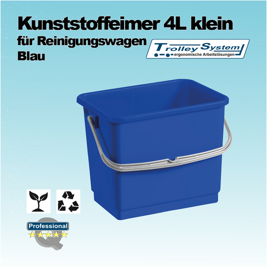 Kunststoffeimer 4l klein fr Reinigungswagen in blau I Trolley-System
