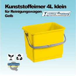 Kunststoffeimer 4l klein für Reinigungswagen in gelb I...
