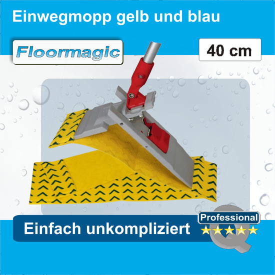 Floormagic Einwegmopp gelb und blau I 40 cm