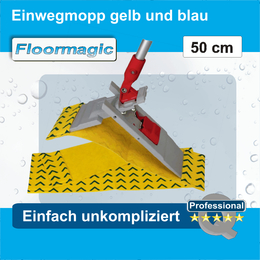 Floormagic Einwegmop gelb und blau I 50 cm