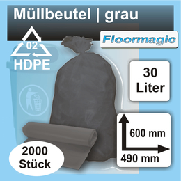 Mllbeutel 30 Liter I grau I 2000 Stck I Floormagic