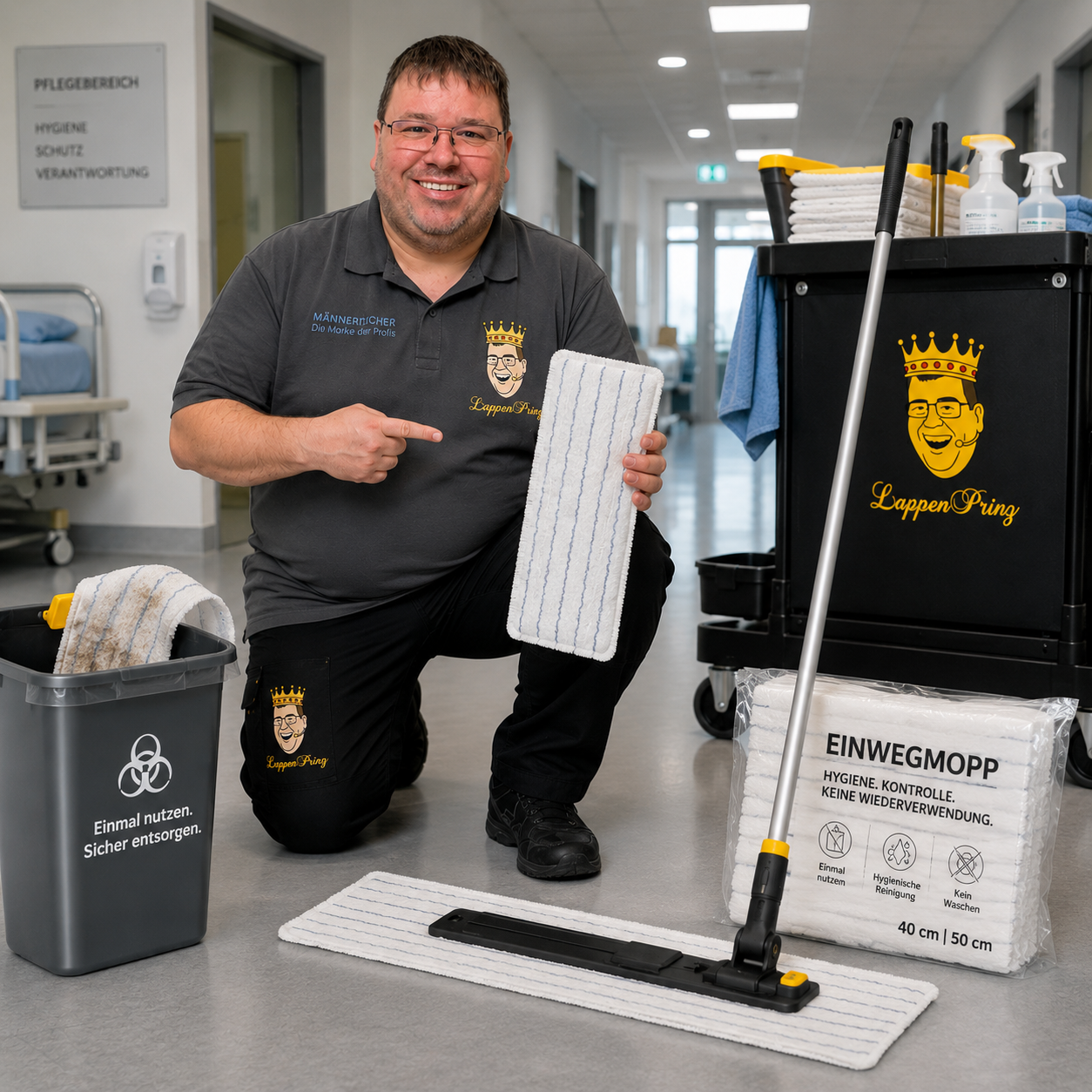 Einwegmopps für Hygiene Pflege Gebäudereinigung 40 cm und 50 cm