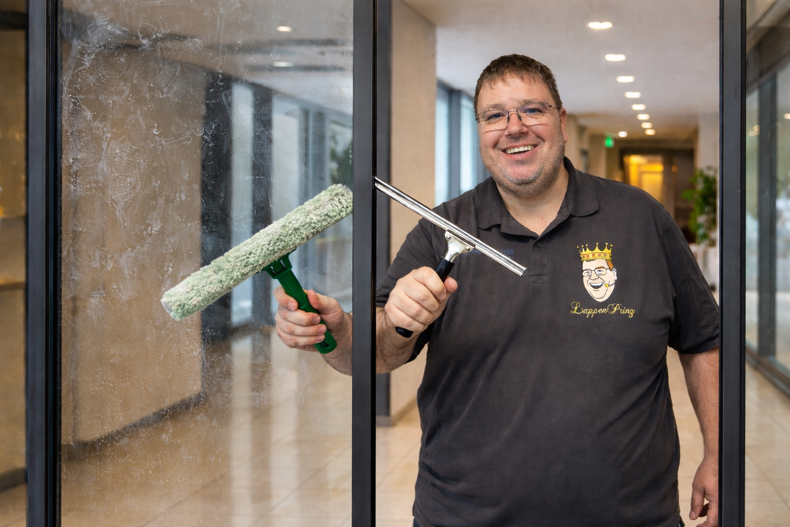 LappenPrinz mit Profi Einwascher für gewerbliche Fensterreinigung