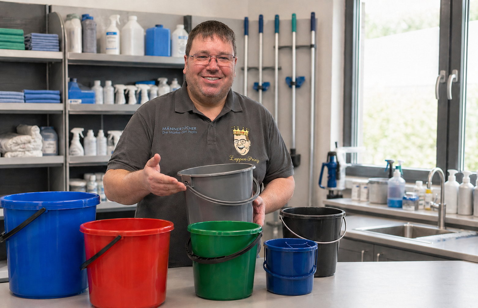LappenPrinz zeigt passende Plastikeimer für Reinigung, Betrieb und Objektpflege