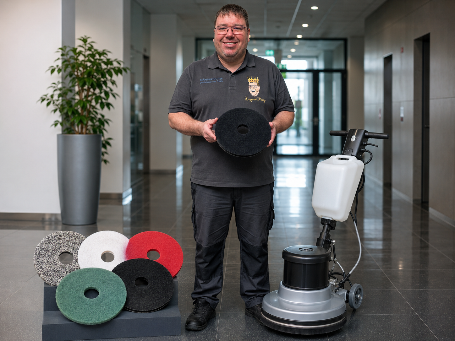 Reinigungspads 255 mm 10 Zoll für professionelle Bodenreinigung mit LappenPrinz in der Gebäudereinigung