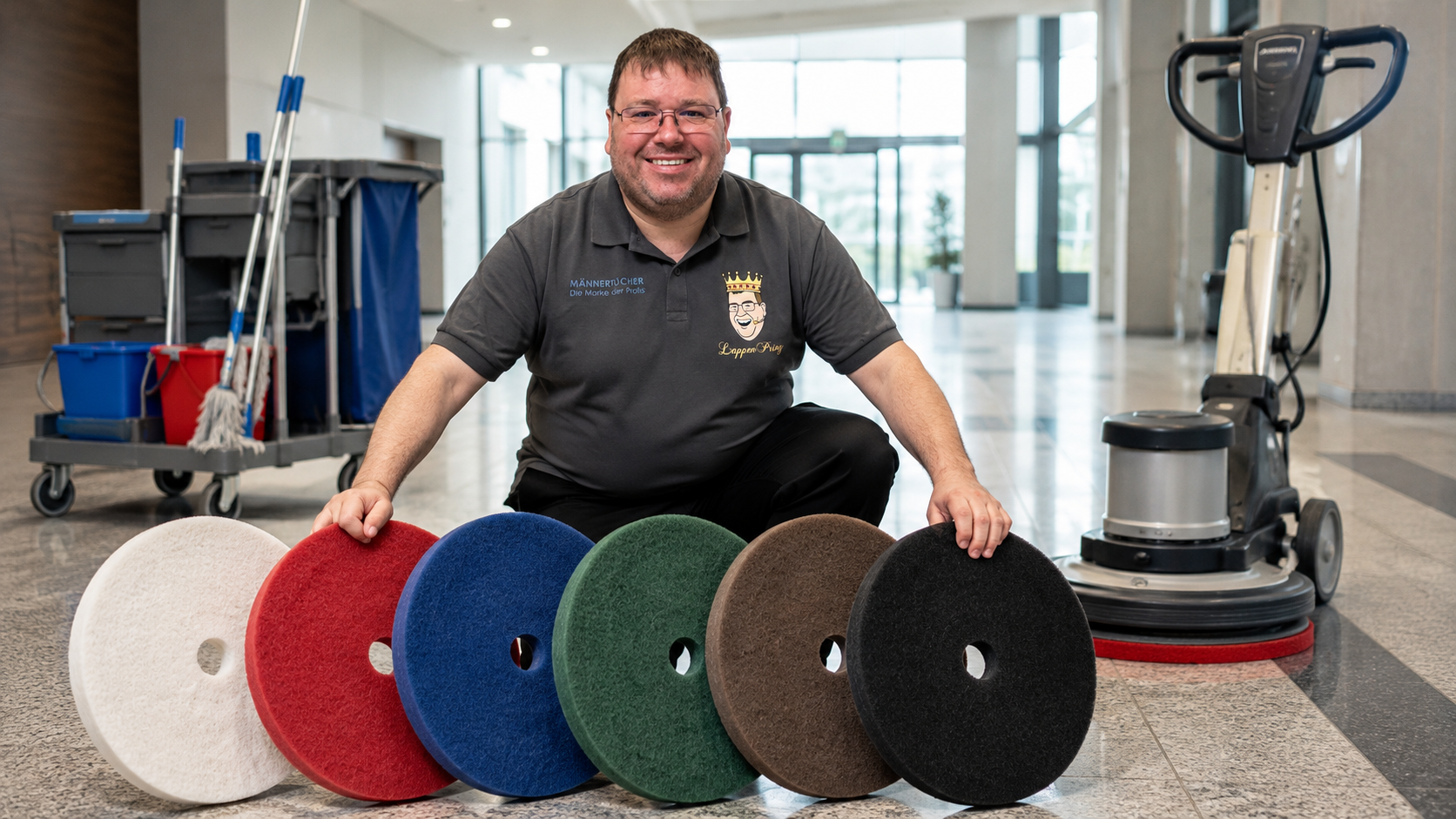 LappenPrinz mit Reinigungspads 457 mm 18 Zoll für professionelle Bodenreinigung in der Gebäudereinigung