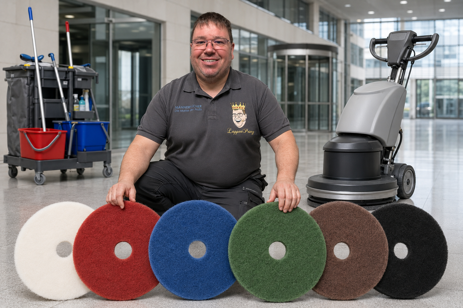 LappenPrinz mit Reinigungspads 585 mm 23 Zoll für professionelle Bodenreinigung in der Gebäudereinigung
