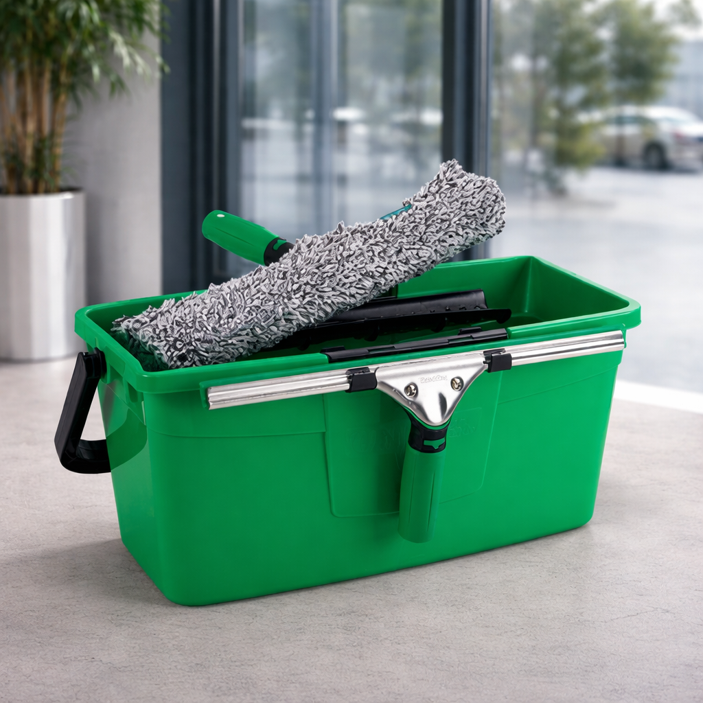 UNGER ErgoTec 3in1 Glasreinigungs-Set für professionelle Glasreinigung im Gewerbe