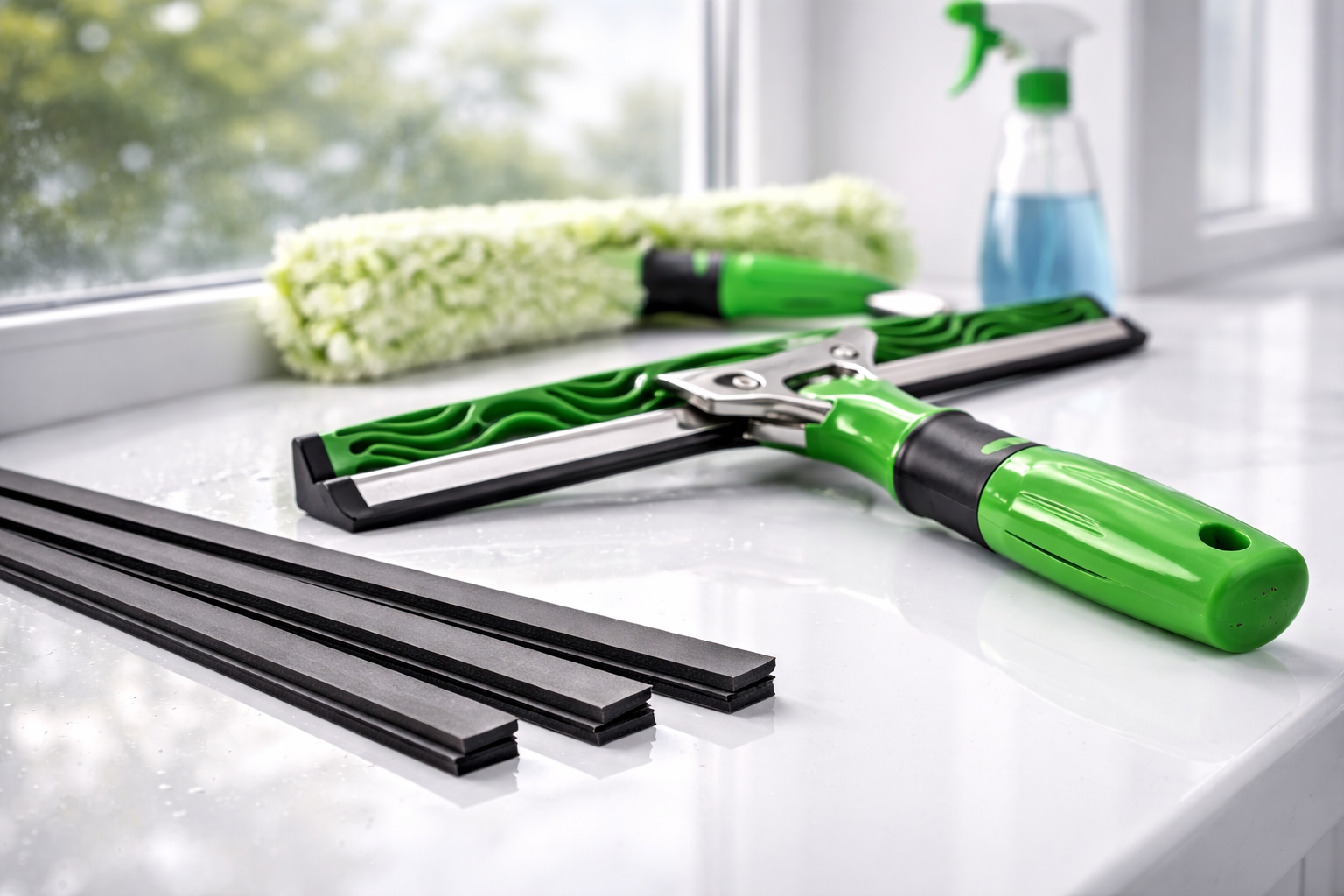 Wischergummis für professionelle Fensterreinigung und streifenfreie Glasflächen