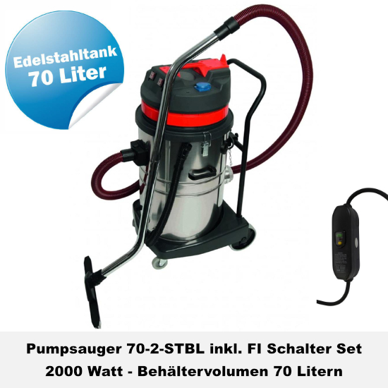 Pumpsauger 70 Edelstahlbehälter I 2000 W I FI Schalter